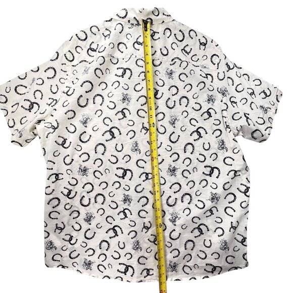 Pendleton Mens XL Short Sleeve Shirt Horseshoe Cowboy Rodeo Bronco Print Collar - Picture 13 of 13